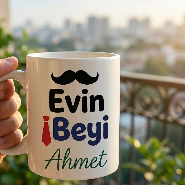 Evin Beyi / Evin Hanımı — Kişiye Özel İsimli Çift Kupa Seti — bay kupası