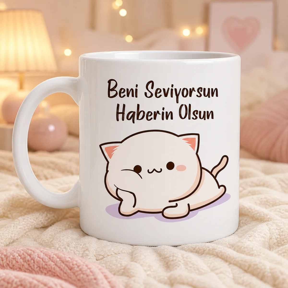 Beni Seviyorsun Haberin Olsun — Kedili Romantik Kupa