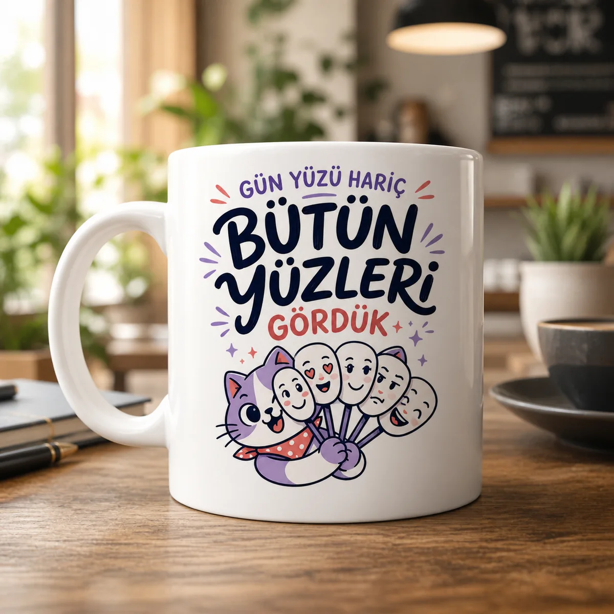 Gün Yüzü Hariç Bütün Yüzleri Gördük — Kedili Esprili Kupa