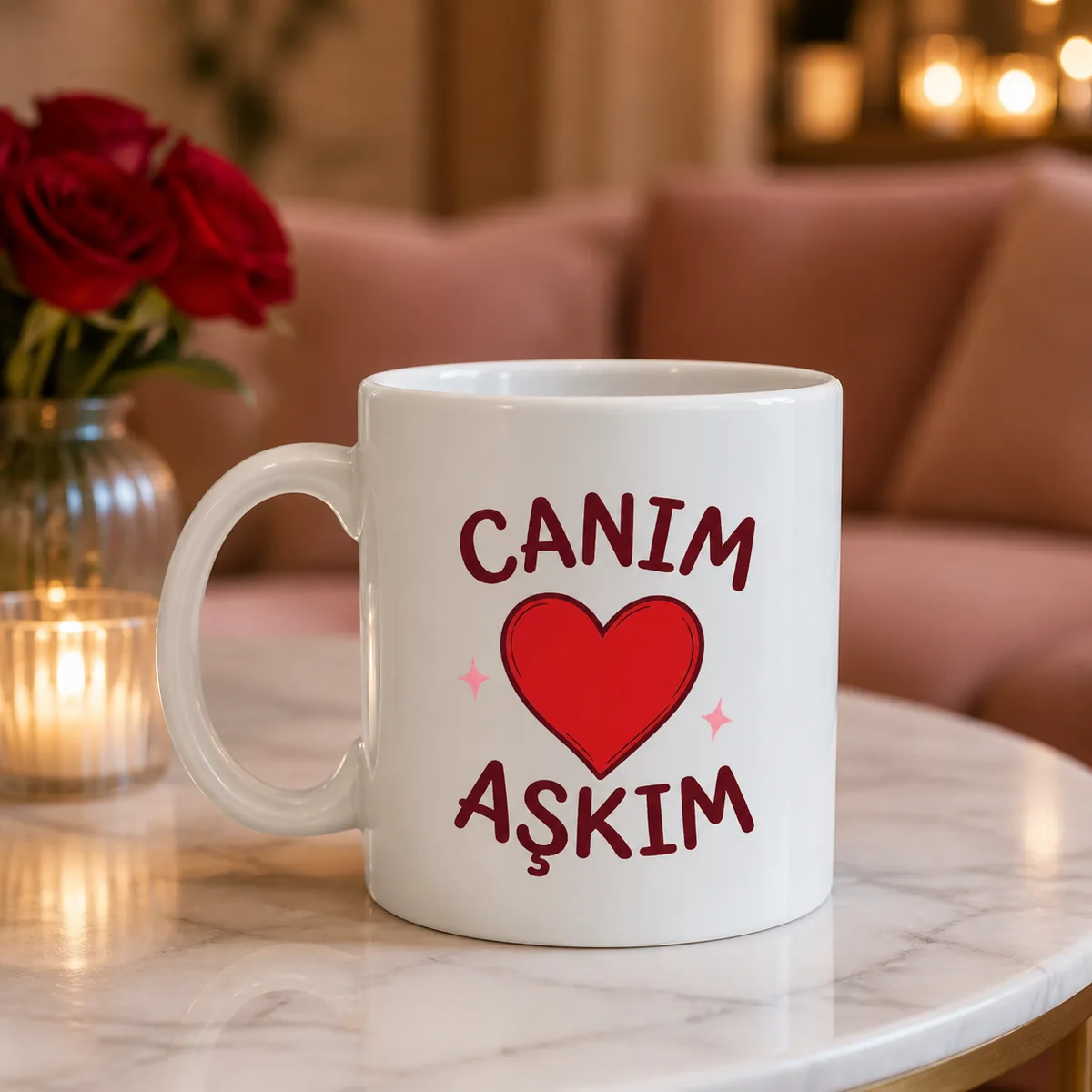 Canım Aşkım — Romantik Kalpli Kupa