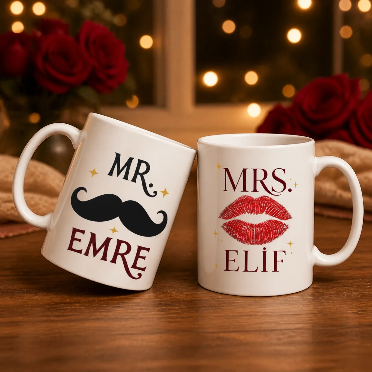 Mr. & Mrs. — Kişiye Özel İsimli Çift Kupa Seti