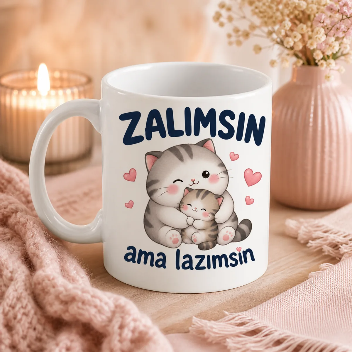 Zalimsin Ama Lazımsın — Sarılan Kedili Kupa