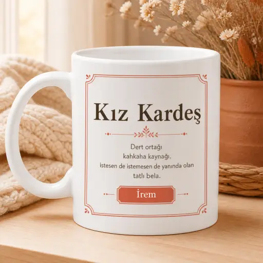 Kız Kardeş — Kişiye Özel İsimli Kupa
