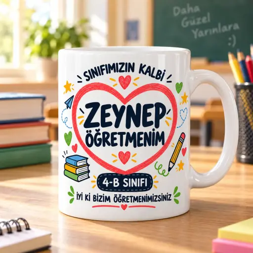 Sınıfımızın Kalbi — İsme ve Sınıfa Özel Öğretmen Kupası
