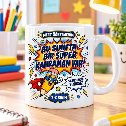 Bu Sınıfta Bir Süper Kahraman Var! — Kişiye Özel Öğretmen Kupası