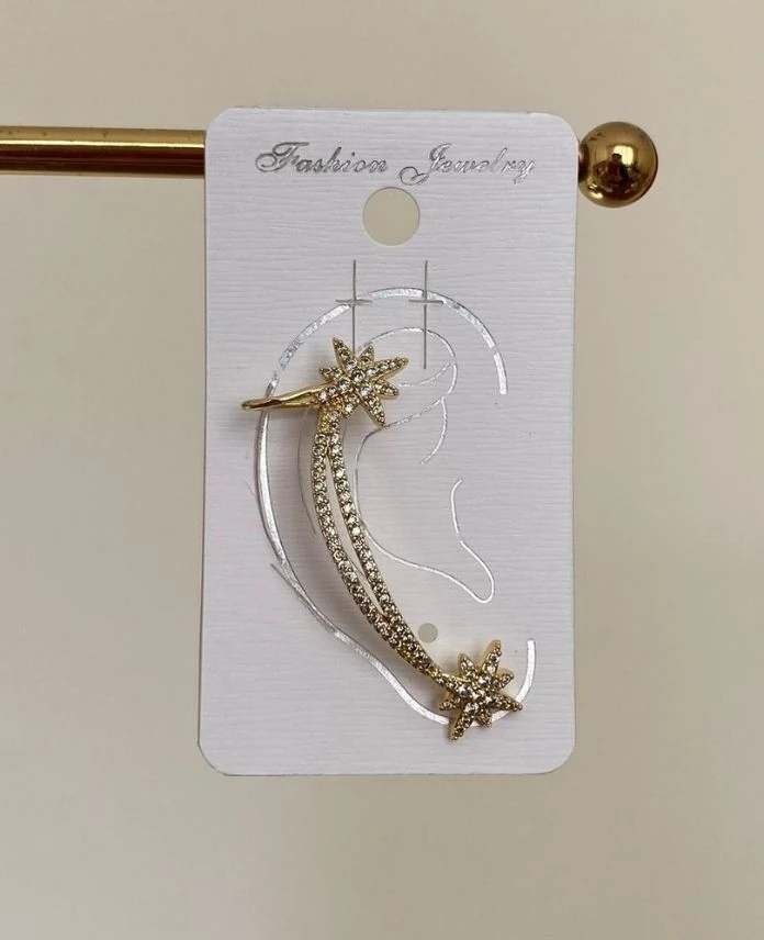Pirinç Suyolu Zincirli Yıldız Earcuff