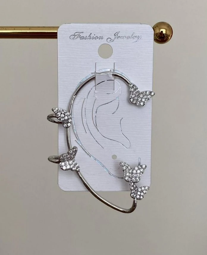 Pirinç Taşlı Kelebek Earcuff