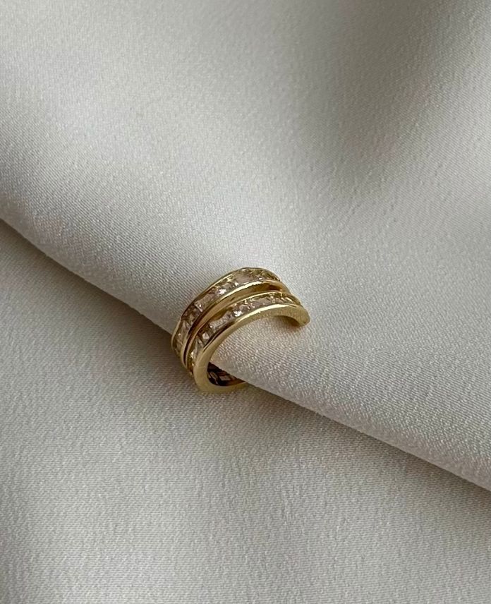 pirinç gold halka taşlı earcuff