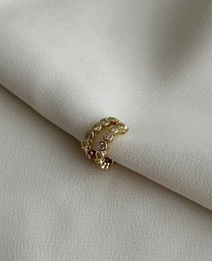 Pirinç gold halka taşlı earcuff