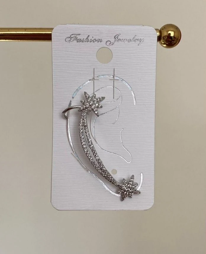 Pirinç Suyolu Zincirli Yıldız Earcuff