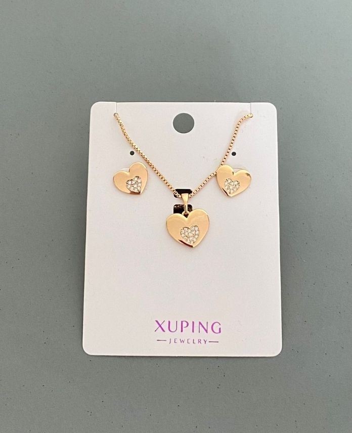 Xuping Kalp Taşlı Kolye Küpe Seti